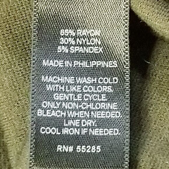 Express Medium Sheath Dress Double Zip Olive Green Ponte Knit 3/4 Sleeve Edgy - Picture 7 of 9